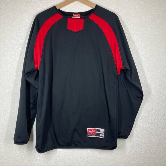 RAWLINGS Long Sleeve Sweatshirt Pullover Black/Red Mens Small - Picture 3 of 14